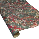 Italian Marbled Paper - VEIN - Green/Red