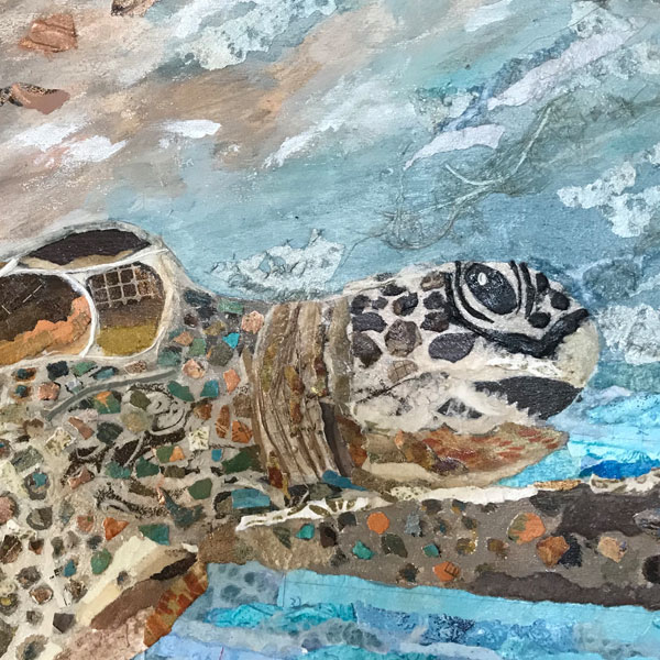 Torn Paper Collage Sea Turtle