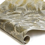 Silkscreened Nepalese Lokta Paper - FERN - Gold and Silver on Cream