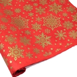 Silkscreened Nepalese Lokta Paper - SNOWFLAKE - Gold on Red