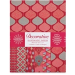 Handmade Indian Cotton Paper Pack - SCREENPRINTED - RED/SILVER