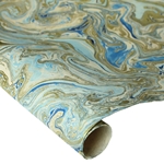 Marbled Lokta Paper - GOLD/BLACK ON SEA GREEN