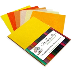 Unryu Mulberry Paper Pack in 6 Yellow and Orange Colors