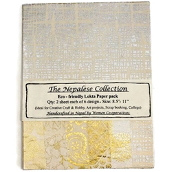 Handmade Nepalese Lokta Paper Pack - CREAM, GOLD AND SILVER