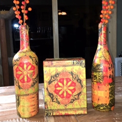 DECOPAUGE WINE BOTTLES AND BOXES