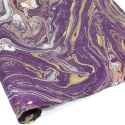 Marbled Lokta Paper - GOLD/SILVER/COPPER ON PURPLE