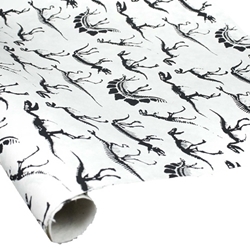 Silkscreened Nepalese Lokta Paper - Dinosaurs - BLACK ON WHITE