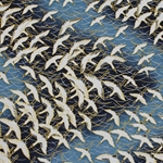 Chiyogami Yuzen Origami Paper - WHITE CRANE BEAUTY - 4 Sheet Pack - 6 x 6 Inch