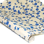 Silkscreened Nepalese Lokta Paper- BLOSSOM Blue on Natural