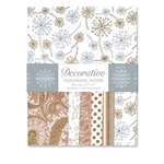 Handmade Indian Cotton Paper Pack - SCREENPRINTED - GOLD AND SILVER
