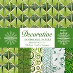 Handmade Indian Cotton Paper Pack - SCREENPRINTED - GREEN
