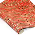 Metallic Screenprinted Indian Cotton Rag Paper - ABSTRACT STICKS - RED/BLACK/GOLD