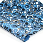 Metallic Screenprinted Indian Cotton Rag Paper - BUBBLES - BLUE/GOLD