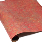 Italian Marbled Paper - PEACOCK - Red/Orange