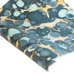 Marbled Indian Cotton Rag Paper - BUBBLE - BLUE/YELLOW