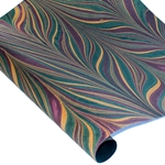 Marbled Indian Cotton Rag Paper - BIRD WING - PURPLE/GREEN/GOLD