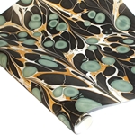 Marbled Indian Cotton Rag Paper - BUBBLE - TEAL/BLACK/GOLD
