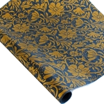 Screenprinted Mulberry Paper - Moon Flowers - GOLD/MIDNIGHT BLUE
