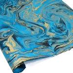 Marbled Lokta Paper - BLACK/GOLD ON BLUE