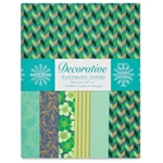 Handmade Indian Cotton Paper Pack - SCREENPRINTED - TURQUOISE AND TEAL