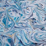 Italian Marbled Origami Paper - FANTASY - Blue and Silver
