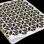 Metallic Screenprinted Unryu Paper - Interlocking Circles - GOLD ON WHITE