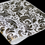 Metallic Screenprinted Unryu Paper - Swirling Leaves - GOLD ON WHITE