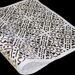 Metallic Screenprinted Unryu Paper - Ornate Square - GOLD ON WHITE