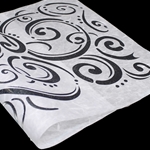 Metallic Screenprinted Unryu Paper - Swirl - SILVER ON WHITE