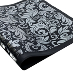 Metallic  Screenprinted Unryu Paper - Swirl Leaves - SILVER ON BLACK
