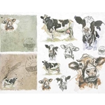 Screenprinted Unryu - Decoupage Paper - COWS