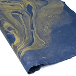 Thai Soft Marbled Paper - GOLD ON BLUE