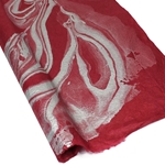 Thai Soft Marbled Paper - SILVER ON BURGUNDY