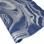 Thai Soft Marbled Paper - SILVER ON BLUE