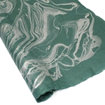 Thai Soft Marbled Paper - SILVER ON GREEN