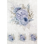 Screenprinted Unryu - Decoupage Paper - BLUE FLOWER BOUQUETS