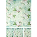 Screenprinted Unryu - Decoupage Paper - Antiques - BLUE WITH PINK ROSES