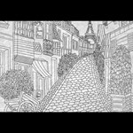 Screenprinted Unryu - Decoupage Paper - European Drawing - PARIS STREETS