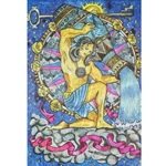 Screenprinted Unryu - Decoupage Paper - Horoscope Collection - AQUARIUS