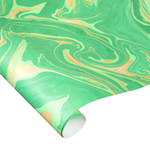 Indian Cotton Rag Marble Paper - GOLD ON  GREEN