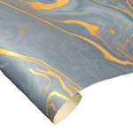Indian Cotton Rag Marble Paper - GOLD ON CARIBBEAN BLUE