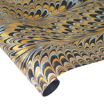Indian Cotton Rag Marble Paper - Combed - GOLD AND SILVER ON BLACK