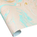 Indian Cotton Rag Marble Paper - LIGHT BLUE AND GOLD ON BLUSH PINK