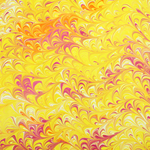 Hand Marbled Origami Paper - SUNSET PEACOCK