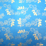 Indian Cotton Rag Block Printed Origami Paper - Eucalyptus - AZURE BLUE