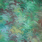 Hand Marbled Origami Paper - GREEN PEACOCK
