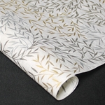 Screenprinted Mulberry Paper - Willow Leaf - SILVER/GOLD/WHITE