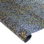Screenprinted Mulberry Paper - Willow Leaf - SILVER/GOLD/BLACK