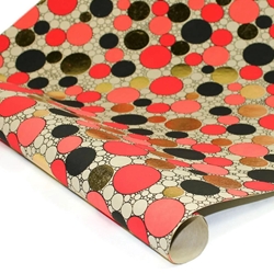 Metallic Foil Indian Cotton Rag Paper - CIRCLES - RED/GOLD/BLACK