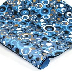 Metallic Screenprinted Indian Cotton Rag Paper - BUBBLES - BLUE/GOLD